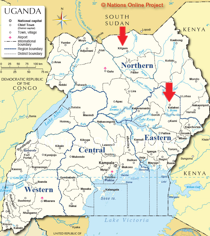 Map of Uganda - Kitgum Katawkwi